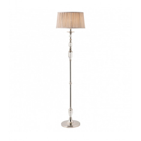 Lampadaire Polina, nickel et cristal, abat-jour beige|Lampadaire|Luminaire Center
