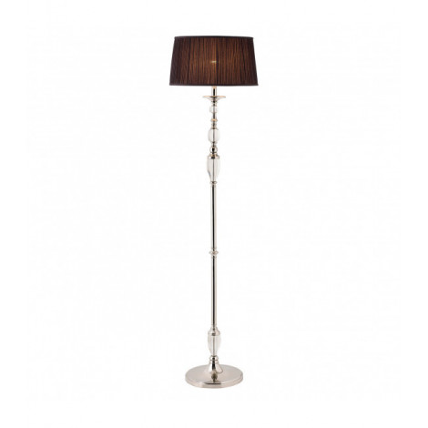 Lampadaire Polina, nickel et cristal, abat-jour noir|Lampadaire|Luminaire Center