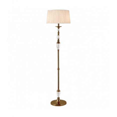Lampadaire Polina, laiton antique et cristal, abat-jour beige|Lampadaire|Luminaire Center