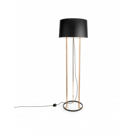 Lampadaire Premium, cuivre, avec abat-jour noir|Lampadaire|Luminaire Center