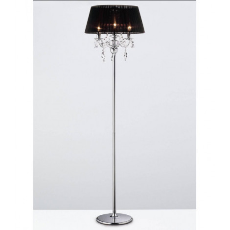Lampadaire Olivia avec Abat jour noir 3 Ampoules chrome poli/cristal|Lampadaire|Luminaire Center