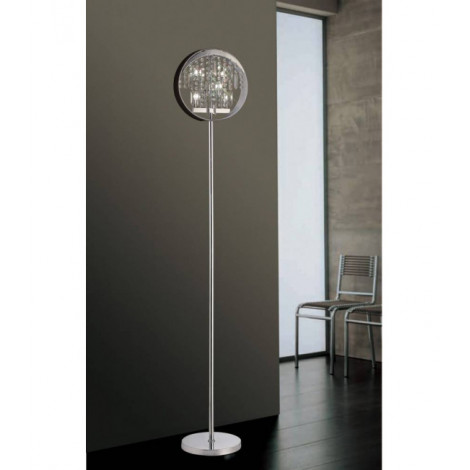 Lampadaire Geo avec Abat jour noir 9 Ampoules chrome poli/cristal|Lampadaire|Luminaire Center