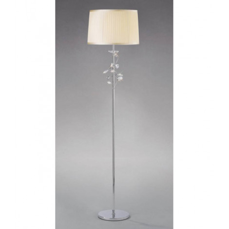 Lampadaire Willow avec Abat jour crème 1 Ampoule chrome poli/cristal|Lampadaire|Luminaire Center