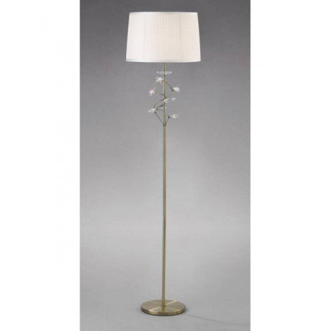 Lampadaire Willow avec Abat jour blanc 1 Ampoule laiton antique/cristal|Lampadaire|Luminaire Center