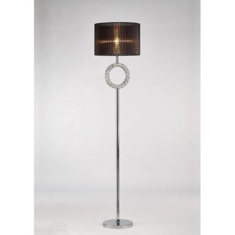 Lampadaire Florence rond avec Abat jour noir 1 Ampoule chrome poli/cristal|Lampadaire|Luminaire Center
