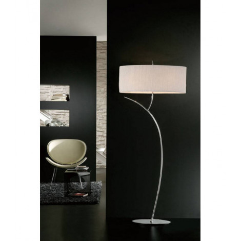 Lampadaire Eve 2 Ampoules E27, chrome poli avec Abat jour blanc ovale|Lampadaire|Luminaire Center