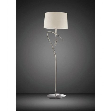 Lampadaire Mara 1 Ampoule E27, chrome poli avec Abat jour blanc ivoire|Lampadaire|Luminaire Center