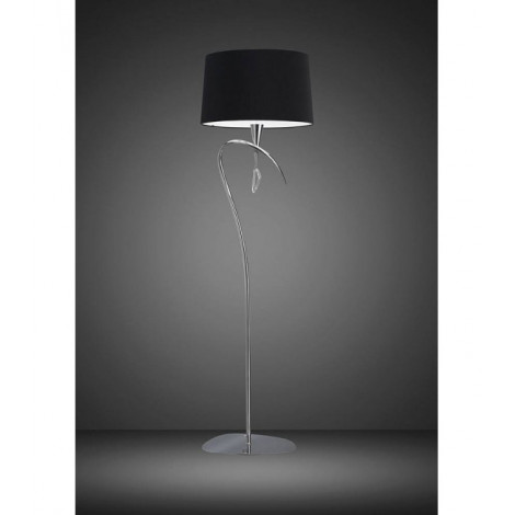 Lampadaire Mara 1 Ampoule E27, chrome poli avec Abat jour noir|Lampadaire|Luminaire Center