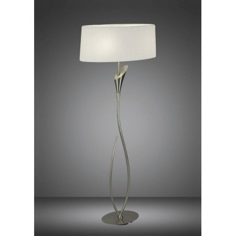Lampadaire Lua 2 Ampoules E27, nickel satiné avec Abat jour blanc|Lampadaire|Luminaire Center