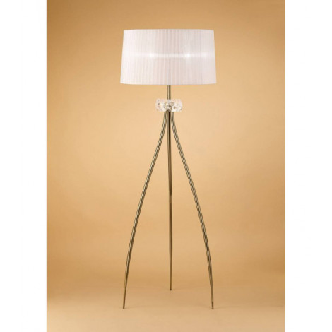 Lampadaire Loewe 3 Ampoules E27, laiton antique avec Abat jour blanc|Lampadaire|Luminaire Center