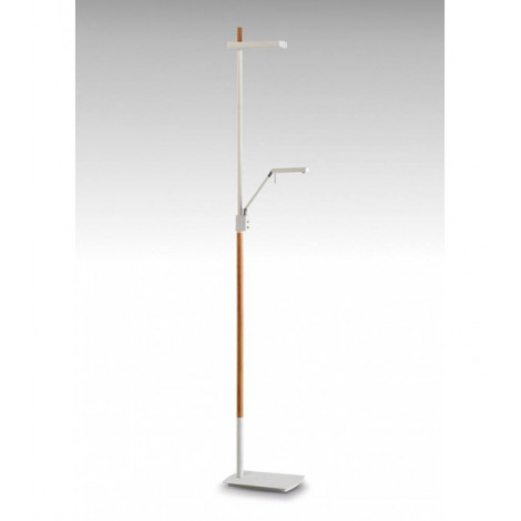 Lampadaire Phuket 2 Ampoules 21W Down 7W Up LED 3000K, 3000lm, blanc mat/hêtre|Lampadaire|Luminaire Center
