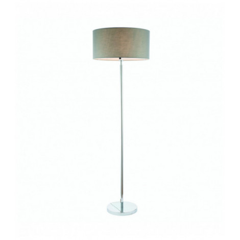 Lampadaire Owen Cylinder en Acier , Plaque chromée et tissu gris|Lampadaire|Luminaire Center