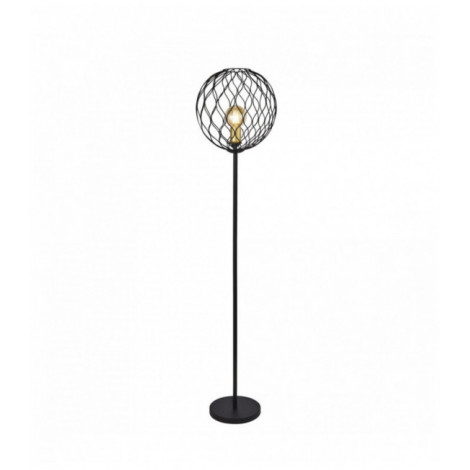 Lampadaire finesse 1 ampoule avec barre ondulée - noir avec douilles dorées|Lampadaire|Luminaire Center