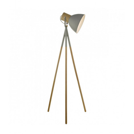 Lampadaire trepied Adna Gris mat,bois de caoutchouc 1 ampoule 157cm|Lampadaire|Luminaire Center
