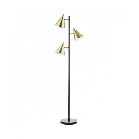 Lampadaire Branco Noir mat,laiton brossé 3 ampoules 154cm|Lampadaire|Luminaire Center