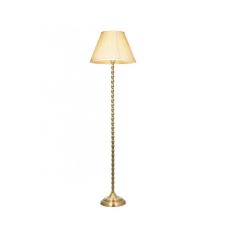 Lampadaire Suki Acier,tissu Assiette en laiton antique et soie ivoire|Lampadaire|Luminaire Center