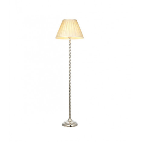 Lampadaire Suki Acier,tissu Plaque de nickel brillant et soie ivoire|Lampadaire|Luminaire Center