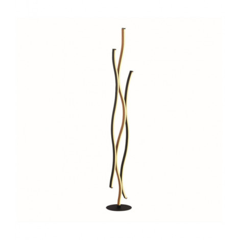 Lampadaire LED Bloom Acier doux Effet Bois, Noir Sable|Lampadaire|Luminaire Center