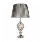 Lampe de table Greyson, chrome et verre clair, abat-jour plissé gris|Lampes à poser|Luminaire Center