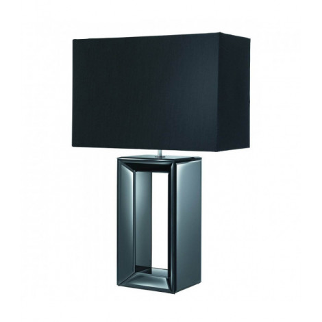 Lampe de table pied miroir noir et abat-jour noir imitation soie|Lampes à poser|Luminaire Center