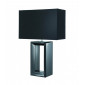 Lampe de table pied miroir noir et abat-jour noir imitation soie|Lampes à poser|Luminaire Center