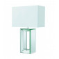 Lampe de table, pied miroir et abat-jour blanc imitation soie|Lampes à poser|Luminaire Center