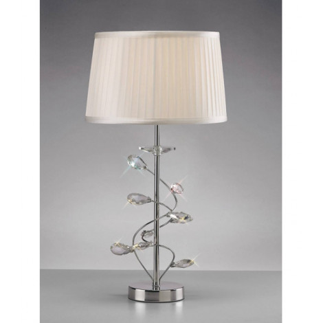 Lampe de Table Willow avec Abat jour blanc 1 Ampoule chrome poli/cristal|Lampes à poser|Luminaire Center