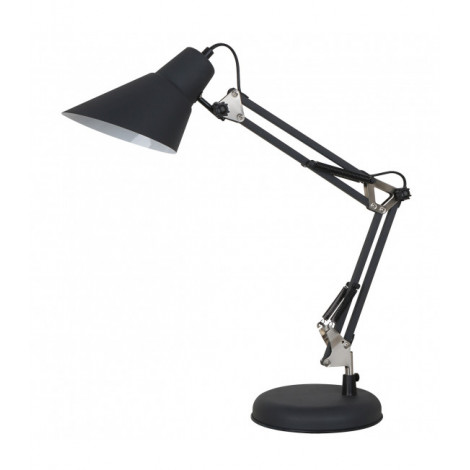Lampe de bureau industrielle et rétro Jason Noir sablé, nickel satiné|Lampes à poser|Luminaire Center