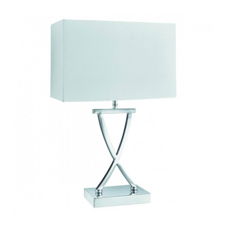 Lampe de table 46 cm, en chrome avec abat-jour blanc|Lampes à poser|Luminaire Center