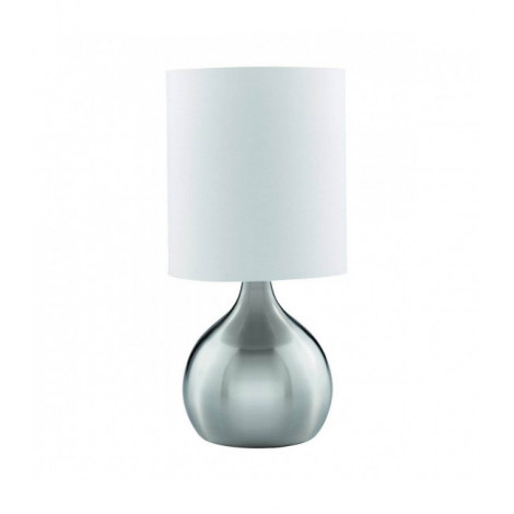 Lampe de table Touch Lamps 29 cm, en argent satiné, abat-jour blanc|Lampes à poser|Luminaire Center