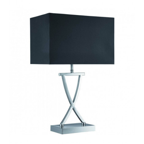 Lampe de table, en argent satiné avec abat-jour noir|Lampes à poser|Luminaire Center