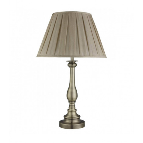 Lampe, en laiton antique avec abat-jour vison|Lampes à poser|Luminaire Center