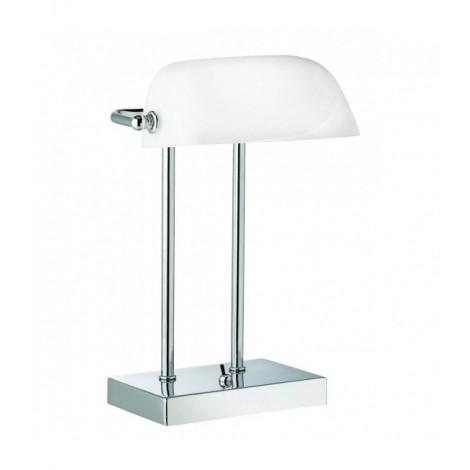 Lampe Bankers, chrome et verre blanc|Lampes à poser|Luminaire Center