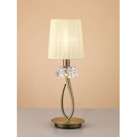 Lampe de Table Loewe 1 Ampoule E14 Small, laiton antique avec Abat jour crème|Lampes à poser|Luminaire Center