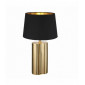 Lampe de table Calan en Acier, Plaque effet or et tissu en coton noir|Lampes à poser|Luminaire Center