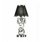 Lampe de table Oksana, nickel poli, pampilles cristal, abat-jour noir|Lampes à poser|Luminaire Center