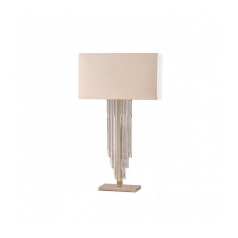 Lampe Crystal Cascade, cristal et métal, abat-jour crème|Lampes à poser|Luminaire Center
