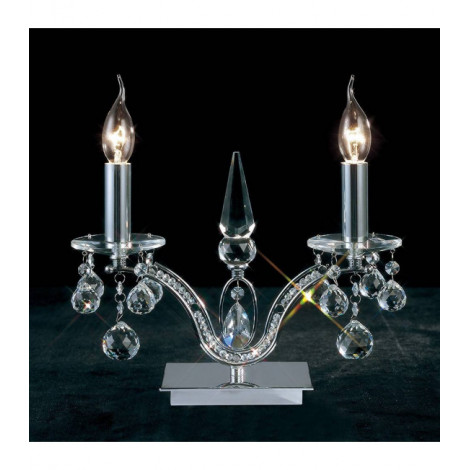 Lampe de Table Tara 2 Ampoules chrome poli/cristal|Lampes à poser|Luminaire Center