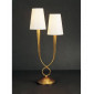Lampe de Table Paola 2 Ampoules E14, doré peint avec Abat jour crèmes|Lampes à poser|Luminaire Center