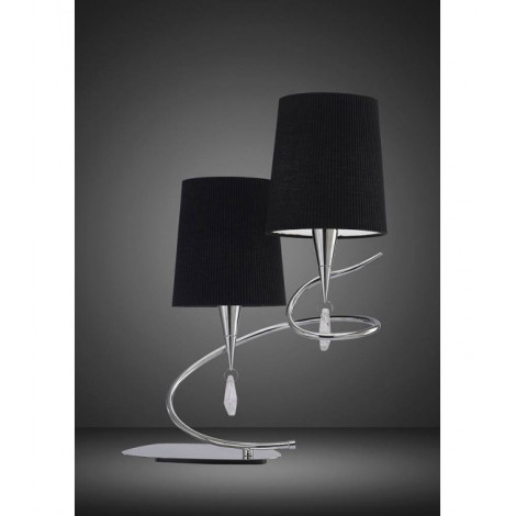 Lampe de Table Mara 2 Ampoules E14, chrome poli avec Abat jour noirs|Lampes à poser|Luminaire Center