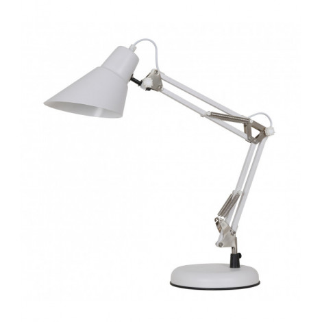 Lampe de bureau industrielle et rétro Jason Sablé blanc, nickel satiné|Lampes à poser|Luminaire Center