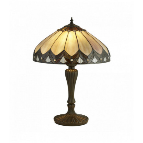 Lampe de table tiffany bronze perle / noir / transparent / marron / violet|Lampes à poser|Luminaire Center