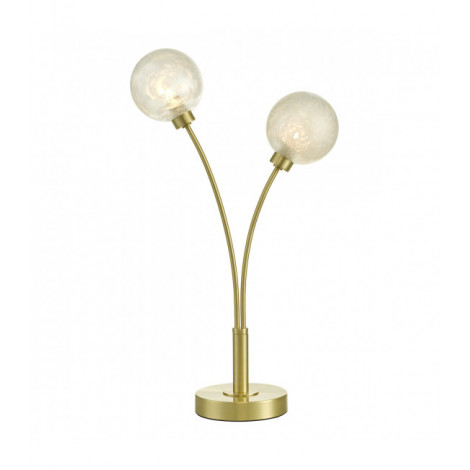 Lampe Design Avari Laiton satiné,verre givré blanc 2 ampoules 52cm|Lampes à poser|Luminaire Center