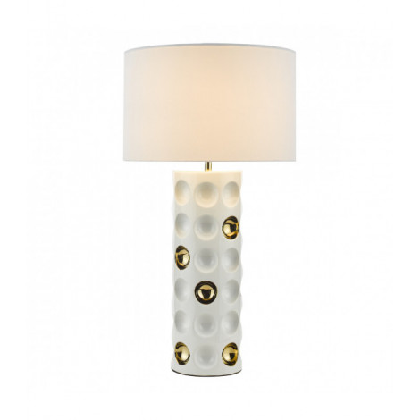 Lampe de table Dimple Céramique blanc,Céramique doré 1 ampoule 71cm|Lampes à poser|Luminaire Center