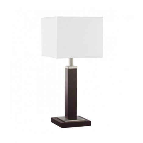 Lampe Waverley, en argent satiné et bois avec abat-jour blanc|Lampes à poser|Luminaire Center