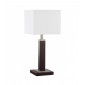 Lampe Waverley, en argent satiné et bois avec abat-jour blanc|Lampes à poser|Luminaire Center