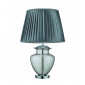 Lampe de table chrome, verre fumé, abat-jour plissé couleur étain|Lampes à poser|Luminaire Center
