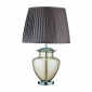 Lampe de table chrome, verre ambré, abat-jour plissé|Lampes à poser|Luminaire Center