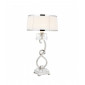 Lampe de table Oksana, 61cm, nickel poli, pampilles cristal, abat-jour blanc|Lampes à poser|Luminaire Center