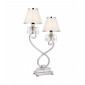 Lampe de table Oksana, nickel poli, pampilles cristal, 2 abat-jours blancs|Lampes à poser|Luminaire Center